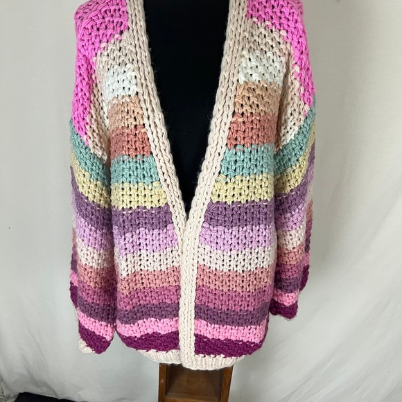Three Bird Nest Wrapped up in Color Knit Cardigan Sz Large NWT - Picture 11 of 12